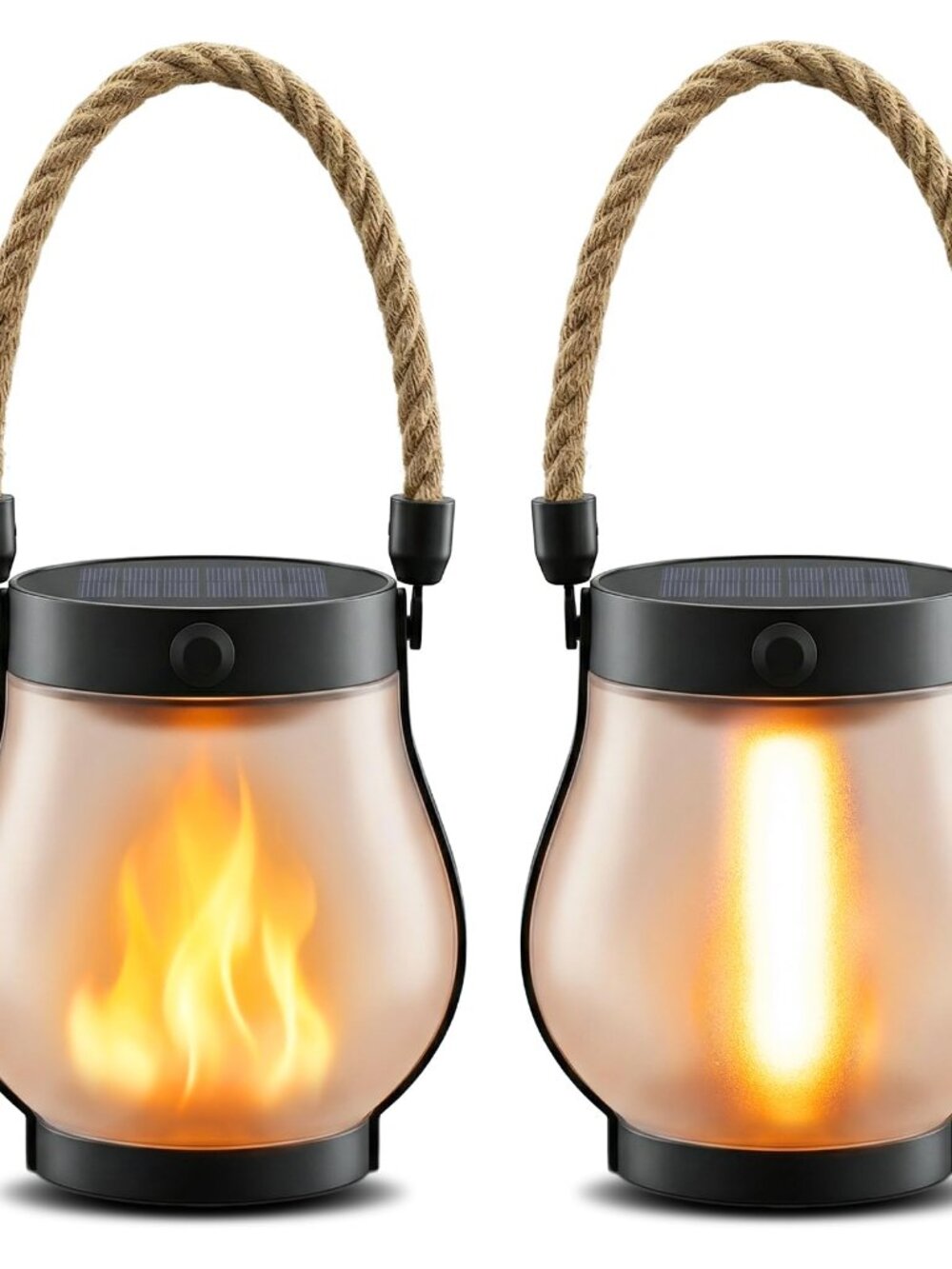 NEW 2 Pack Solar Lanterns Outdoor Waterproof 2nd Gen Ultra-Realistic Flickering